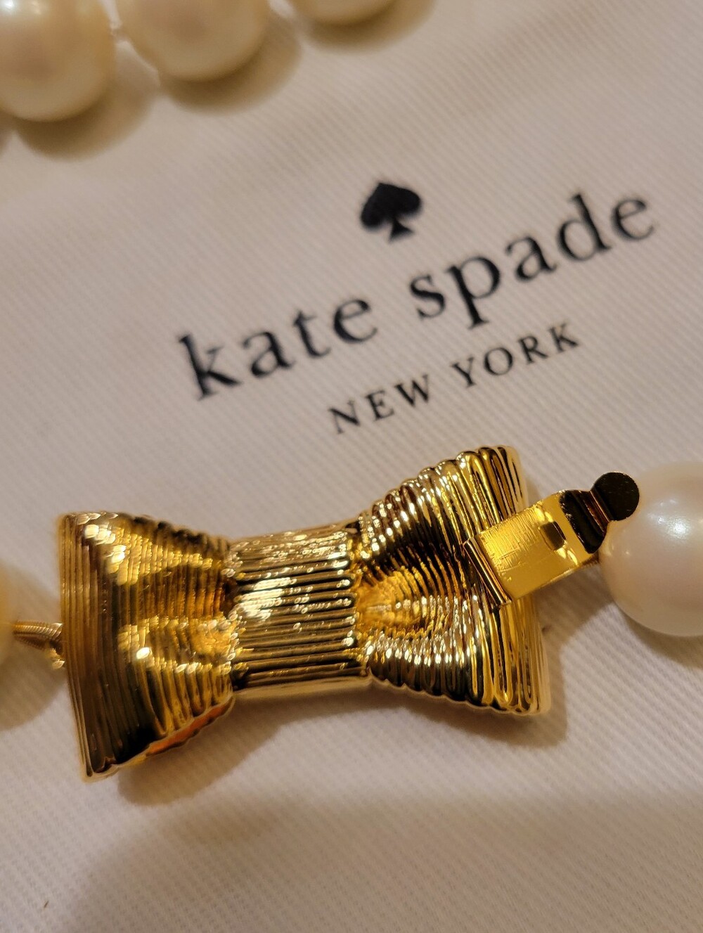 Kate Spade New York 'All Wrapped Up InPearls' Gold Bow Pearl Necklace